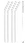 Zwilling Strohhalme Glas transp. gebogen 4er Set 23cm D9mm + Bürste