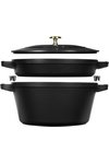 Staub Cocotte rund 24 cm Schwarz stackable