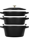 Staub Cocotte rund 24 cm Schwarz stackable