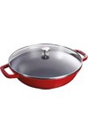 Staub Wok mit Glasdeckel Kirsch Rot 30 cm