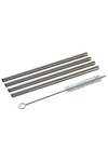 Piazza 4er Set Trinkhalme 13cm D0.6cm gerade Edelstahl mit Bürste