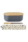 pebbly Brotkasten mit Schneidebrett Messer und Brotbeutel Slate