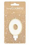 Scrap Cooking Kerze Nummer 0 weiss mit Goldrand