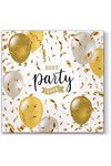 PAW Servietten Party Ballons gold weiss