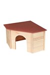 BEWO Hasenhaus 5 Eckig mit Flachdach rot