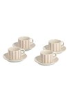 ZELLER Espressotassen Set weiss beige gestreift