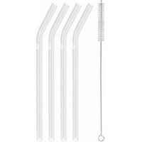 Zwilling Strohhalme Glas transp. gebogen 4er Set 23cm D9mm + Bürste