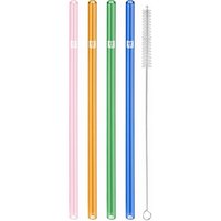 Zwilling Strohhalme Glas farbig gerade 4er Set 23cm D9mm + Bürste