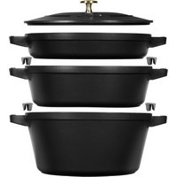 Staub Cocotte rund 24 cm Schwarz stackable