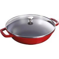 Staub Wok mit Glasdeckel Kirsch Rot 30 cm