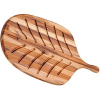 teakhaus Brotbrett Canoe mit Griff  und Saftrillen