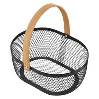 EVA Drahtkorb oval schwarz mit Holzgriff 24.4x17.5x10.5 cm
