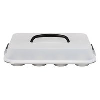 PATISSE Muffin-Backblech mit Tragedeckel Silver Top