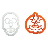 DECORA Ausstecher 2er Totenkopf & Kürbis auf Karte