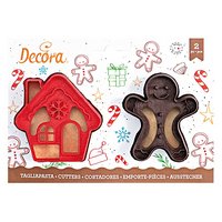 DECORA Ausstecher 2er Lebkuchenmann & Haus auf Karte
