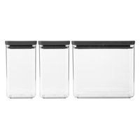 BRABANTIA Vorratsdosen Set Tasty+ 3-teilig dark grey 2x1.6+1x3.5 l