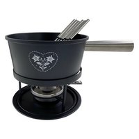 HEIDI Fondue-Garnitur Coeur Folk 21 cm Gusseisen schwarz