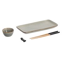 ZELLER Sushi Set Steingut Bambus
