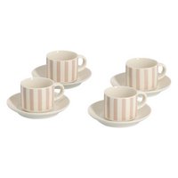 ZELLER Espressotassen Set weiss beige gestreift
