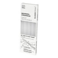 SLIDER STRAW Trinkhalm transparent-weiss 4 Stück 15 cm