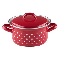 RIESS Kochtopf mit Deckel Pünktchen rot 14 cm