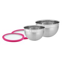 RÖSLE Schüssel-Set mit Glasdeckel pink