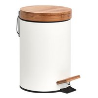 ZELLER Treteimer Bamboo Metall weiss 3 l
