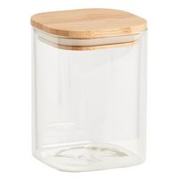ZELLER Vorratsglas mit Bambusdeckel eckig 0.9 l