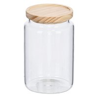 ZELLER Vorratsglas mit Holzdeckel 1330 ml rund