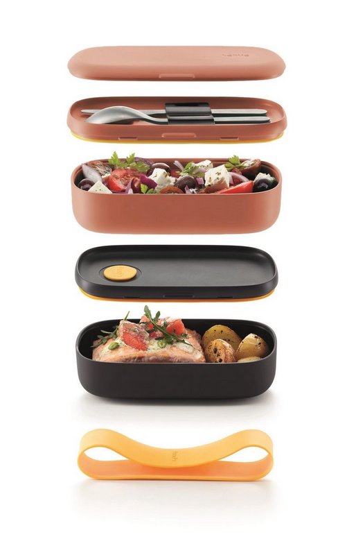 Lunch Box mit Besteck korall 