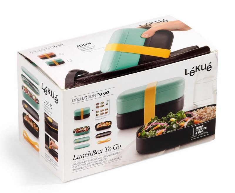 Lunch Box mit Besteck türkis 