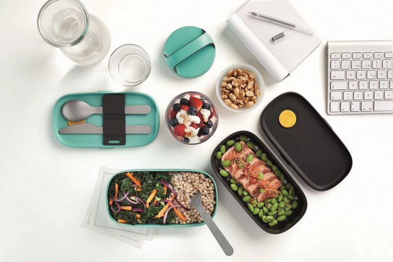 Lunch Box mit Besteck türkis 