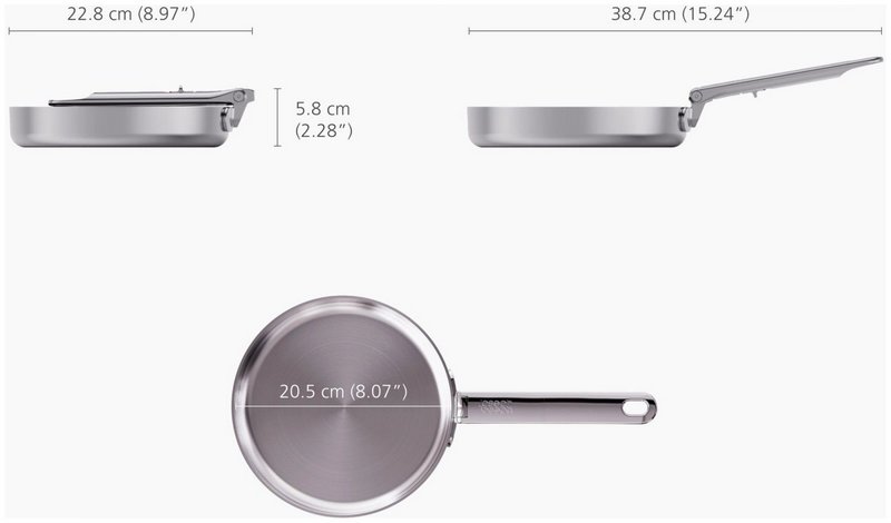 JosephJoseph Bratpfanne Space Steel 20cm Edelstahl mit Klappgriff 