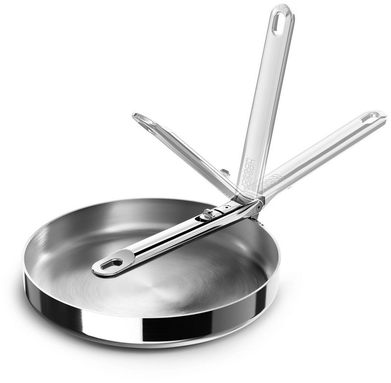 JosephJoseph Bratpfanne Space Steel 24cm Edelstahl mit Klappgriff 
