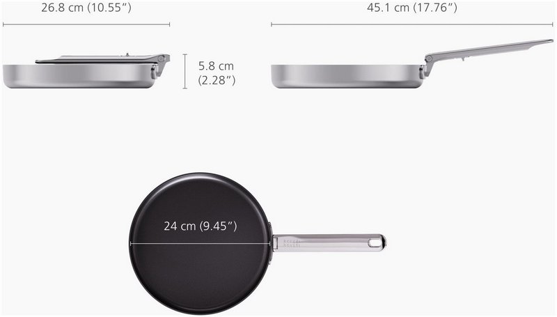 JosephJoseph Bratpfanne Space Steel 24cm Edelstahl Klappgriff antihaft 