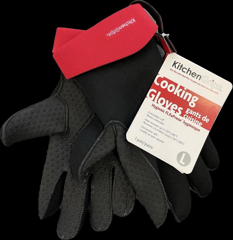 Cuisipro Küchenhandschuhe Gr. L 5 Finger schwarz rot 