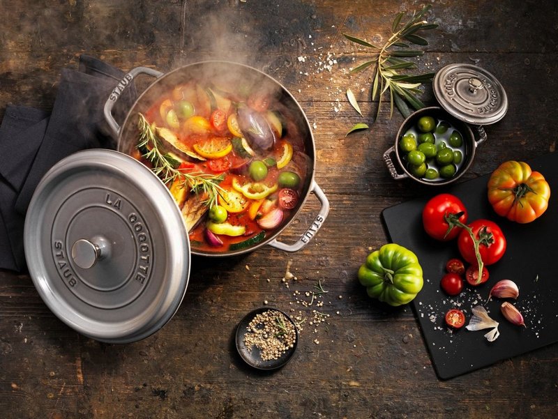 Staub Cocotte rund 28 cm Graphit Grau 