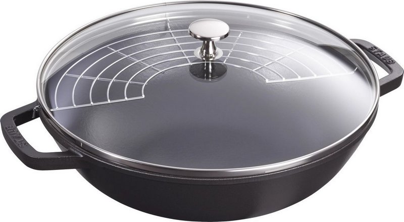 Staub Wok mit Glasdeckel schwarz 30 cm 