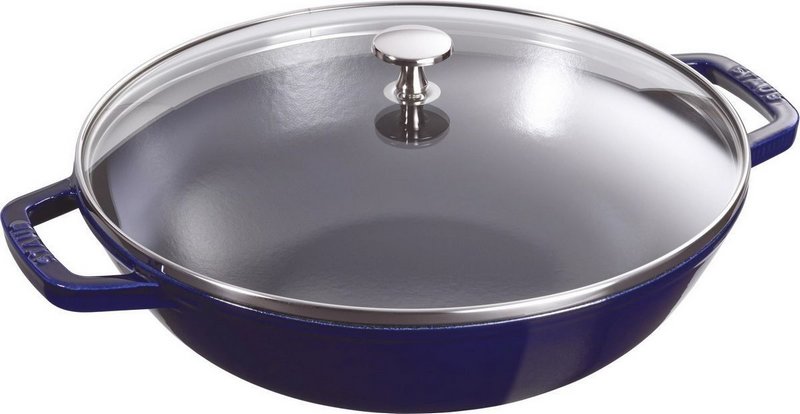 Staub Wok mit Glasdeckel dunkelblau 30 cm 