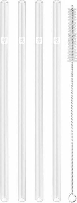 Zwilling Strohhalme Glas transp. gerade 4er Set 23cm D9mm + Bürste 