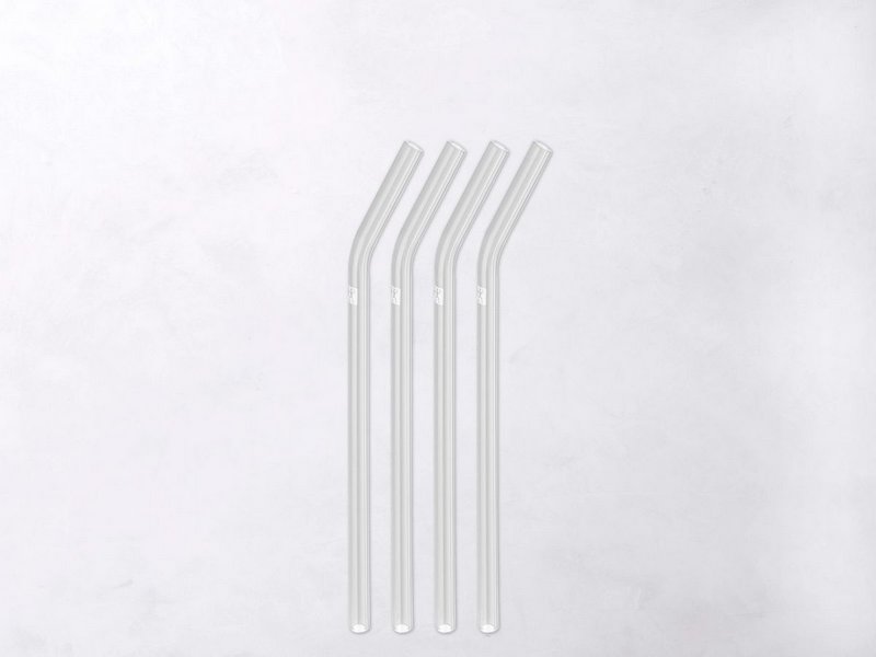 Zwilling Strohhalme Glas transp. gebogen 4er Set 23cm D9mm + Bürste 