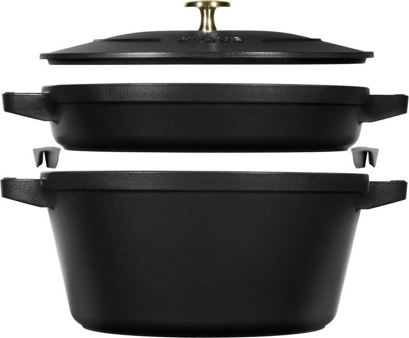 Staub Cocotte rund 24 cm Schwarz stackable 