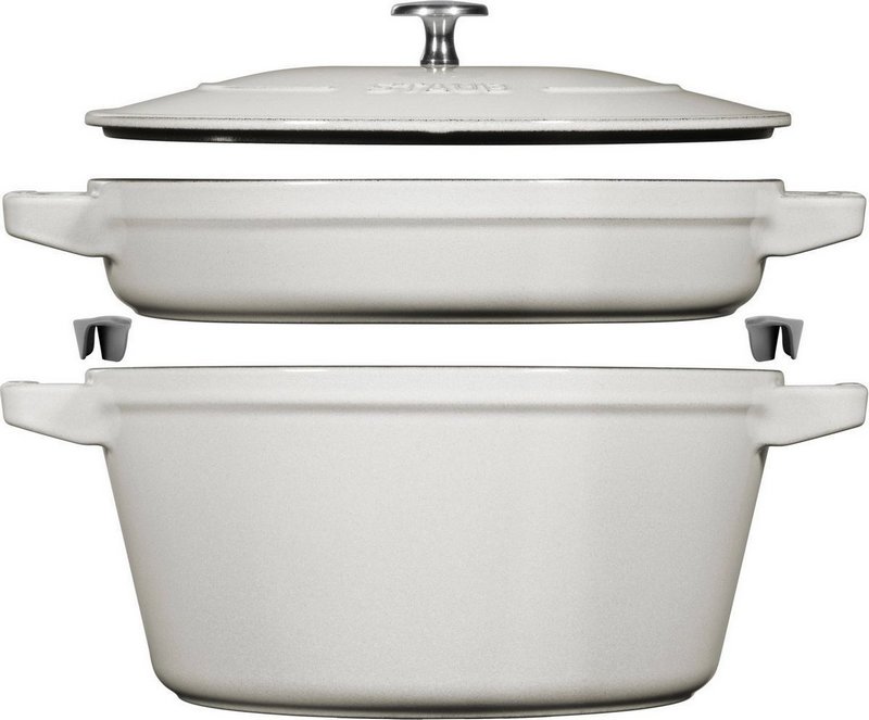 Staub Cocotte rund 24 cm Weisser Trüffel stackable 