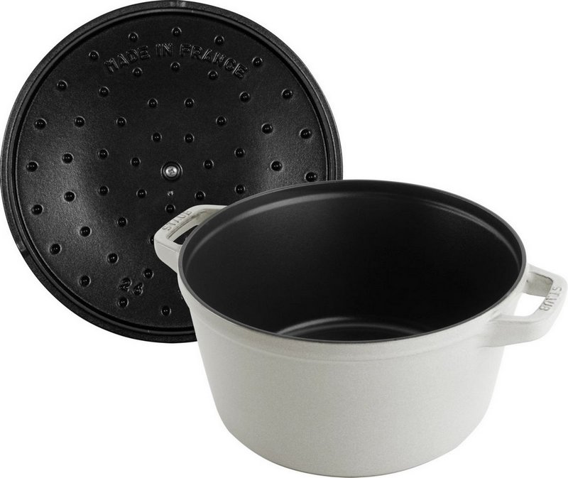 Staub Cocotte rund 24 cm Weisser Trüffel stackable 