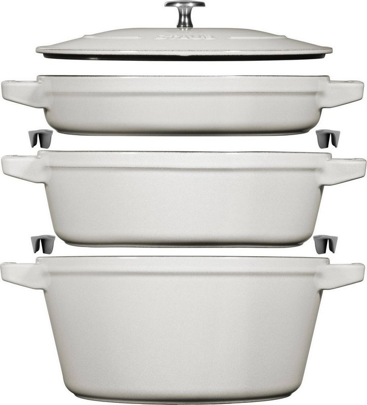 Staub Cocotte rund 24 cm Weisser Trüffel stackable 