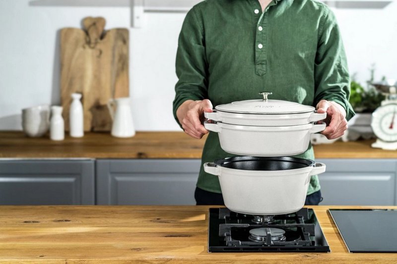 Staub Cocotte rund 24 cm Weisser Trüffel stackable 