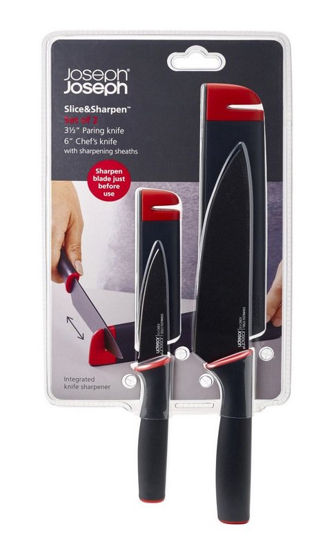 Joseph Joseph 2er Set Slice Sharpen Rüst- u.Kochm. m. Schärfer rot grau 