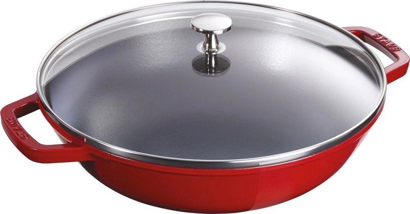Staub Wok mit Glasdeckel Kirsch Rot 30 cm 