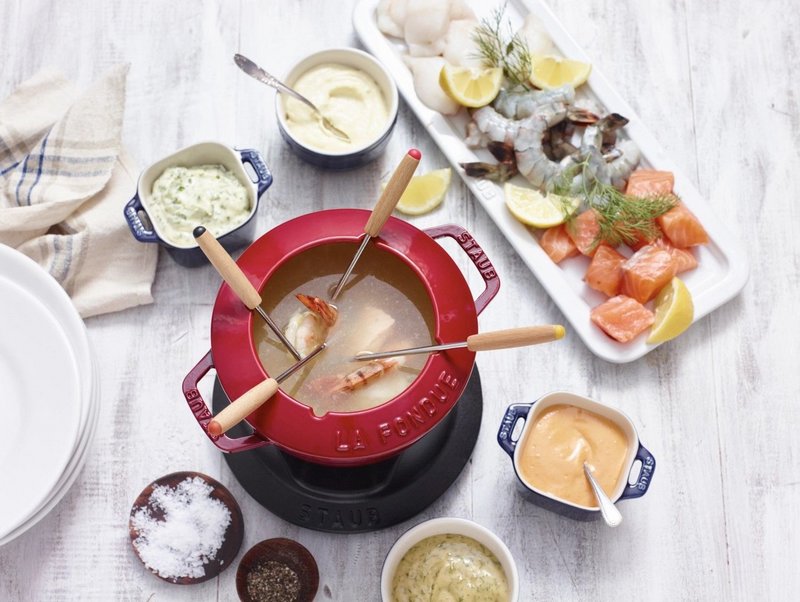 Staub Fondue Set 16 cm Kirsch Rot 