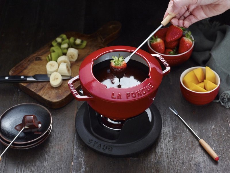 Staub Fondue Set 16 cm Kirsch Rot 